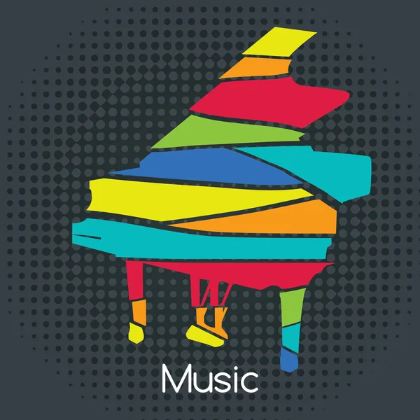 Piano retro acústico — Vector de stock