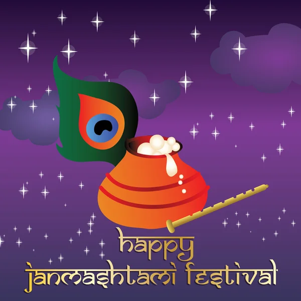 Gelukkig Janmashtami Festival. — Stockvector