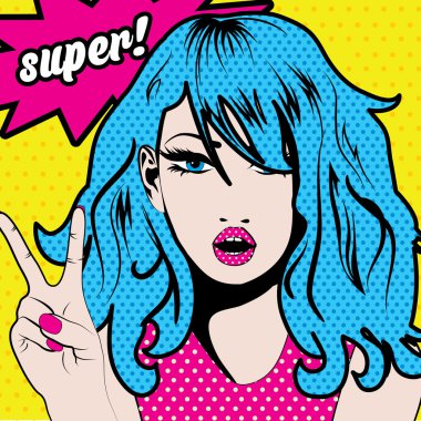 Sanat kadın süper pop! işareti.