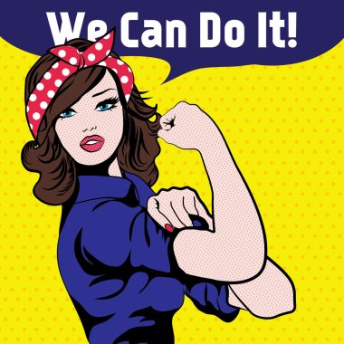 We Can Do It. Iconic woman's fist symbol clipart
