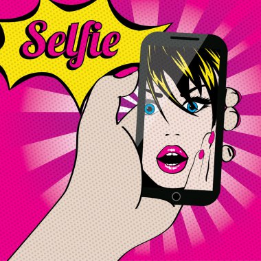 Kadın Selfie Pop Art