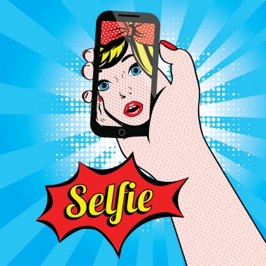 Kadın Selfie Pop Art