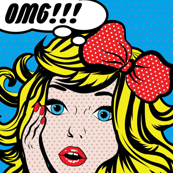 Pop Art Woman OMG! sign.