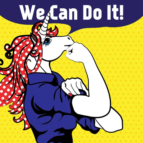 We Can Do It. Iconic woman's fist symbol — Stock Vector