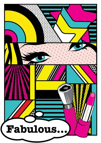 Pop art Fabulosa tarjeta — Vector de stock