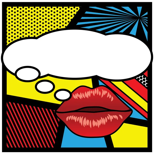 Pop labios de arte - burbuja — Vector de stock