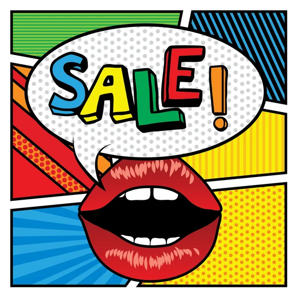 Pop art lips - bubble Final Sale. — Stock Vector