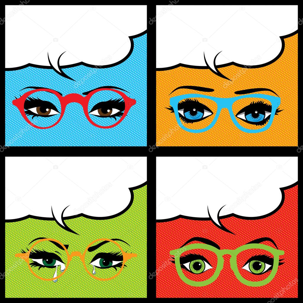 Pop art Glasses Icons