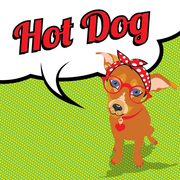 Perro caliente con gafas — Vector de stock