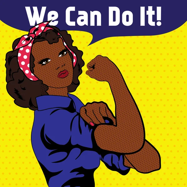 Kunnen we It. iconische vrouw vuist symbool — Stockvector