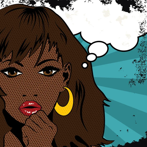 Pop Art mujer negra . — Vector de stock