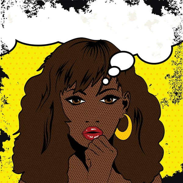 Pop Art mujer negra . — Vector de stock