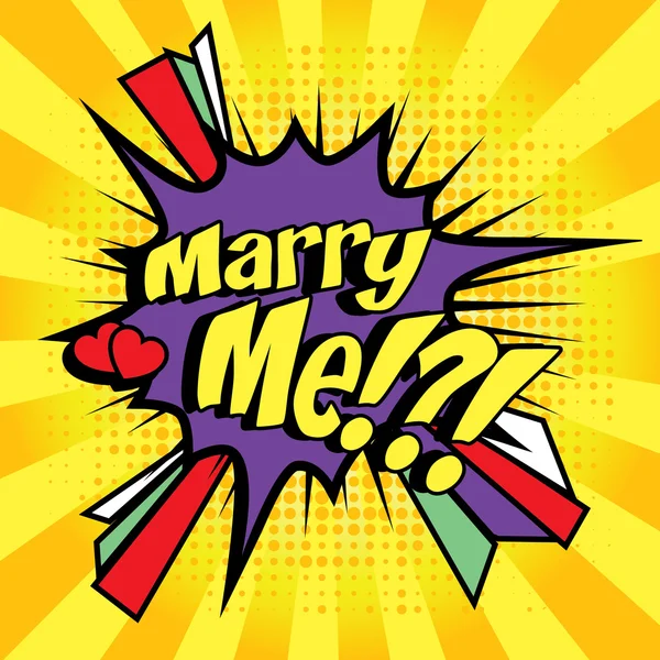 Pop-artu komiks ikonę "Marry Me" na wakacje. — Wektor stockowy