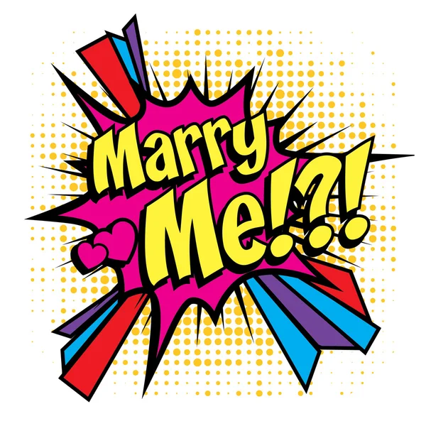 Pop Art κόμικς εικονίδιο "Παντρέψου Me" για προσωπική διακοπές. — Διανυσματικό Αρχείο