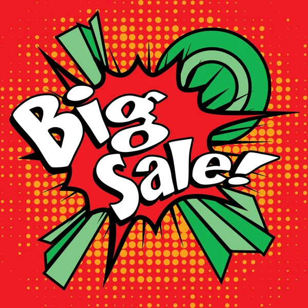 Pop Art comics icon "Big Sale!" (en inglés). Burbuja del habla — Archivo Imágenes Vectoriales