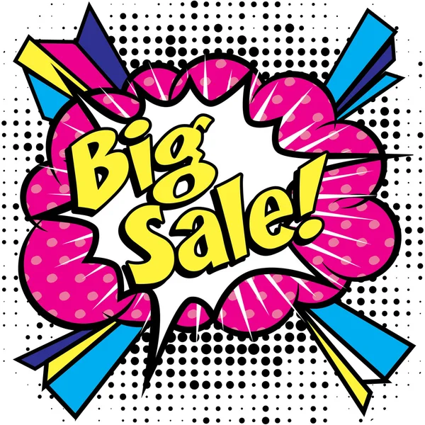 Ikon komik pop art "Big Sale!". Gelembung Pidato - Stok Vektor