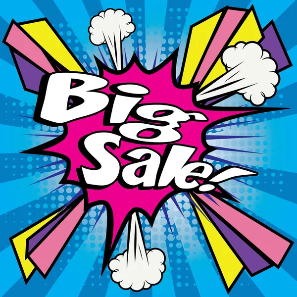 Pop Art comics icon "Big Sale!" (en inglés). Burbuja del habla — Vector de stock