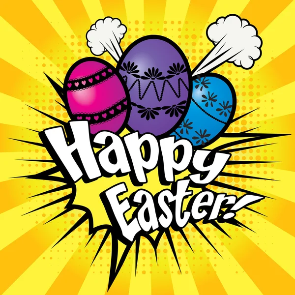 Happy Easter Pop Art — Stock Vector