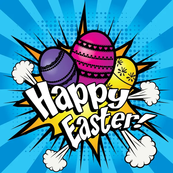 Happy Easter Pop Art — Stock Vector