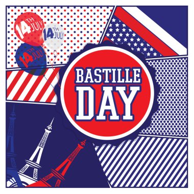 Happy Bastille Day. Eiffel Tower. clipart