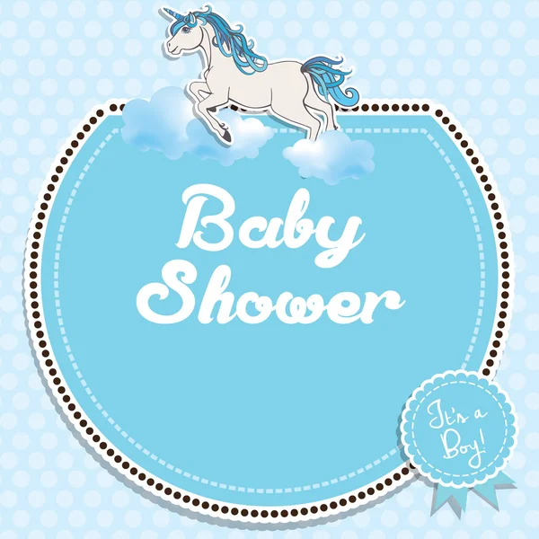 Bebé chico ducha invitación. — Vector de stock
