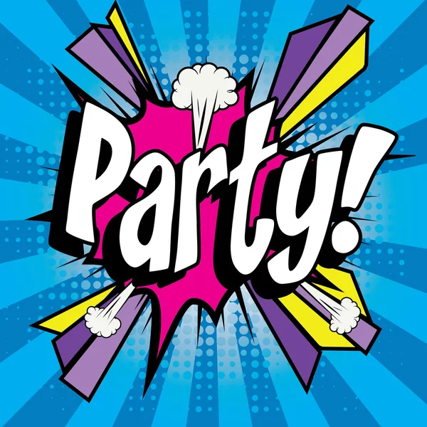 Popart strips pictogram "Party!". — Stockvector