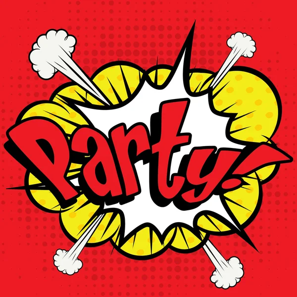 Pop-artu komiks ikonę "Party!". — Wektor stockowy