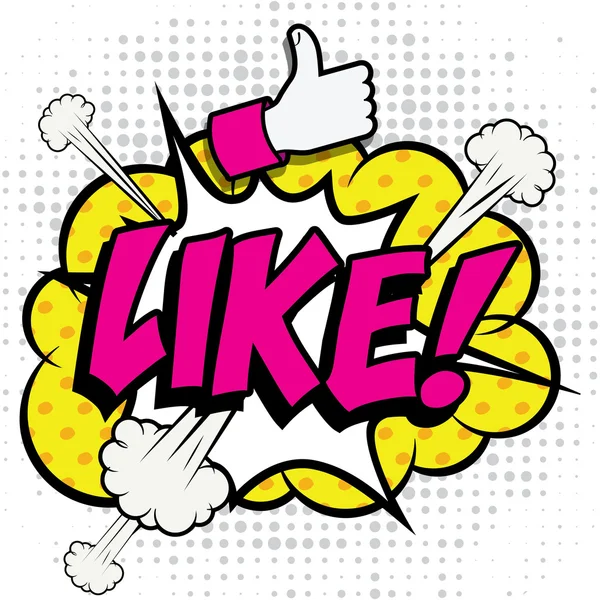 Pop Art comics icon "Like!" — Stock Vector