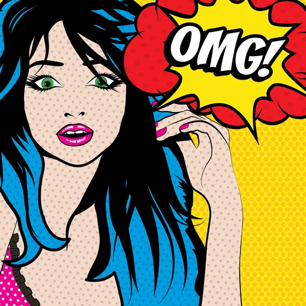 Pop Art Mujer "OMG!" signo . — Vector de stock