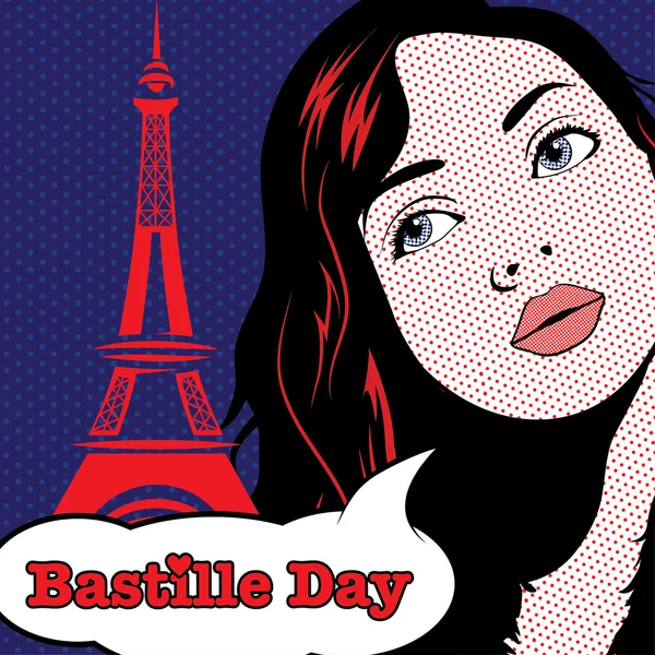 Happy Bastille Day. Eiffeltoren. — Stockvector