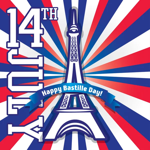 Joyeuse fête de la Bastille. Tour Eiffel . — Image vectorielle