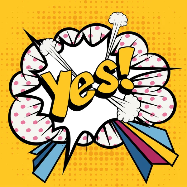 Pop Art comics icon "Yes!". — Stock Vector