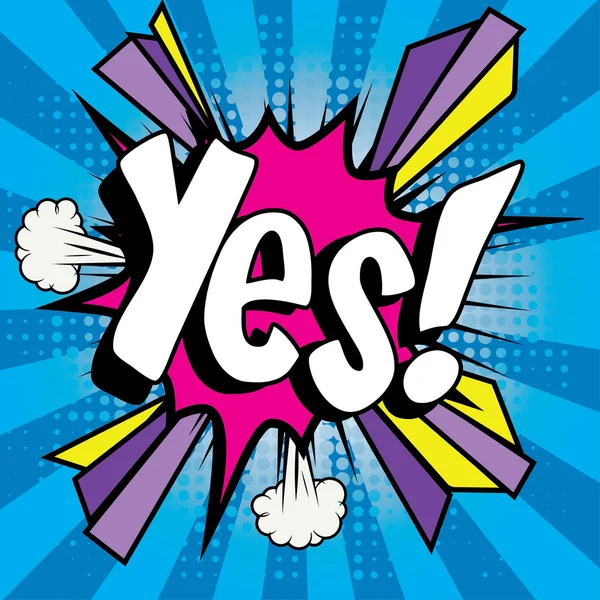 Pop Art comics icon "Yes!". — Stock Vector