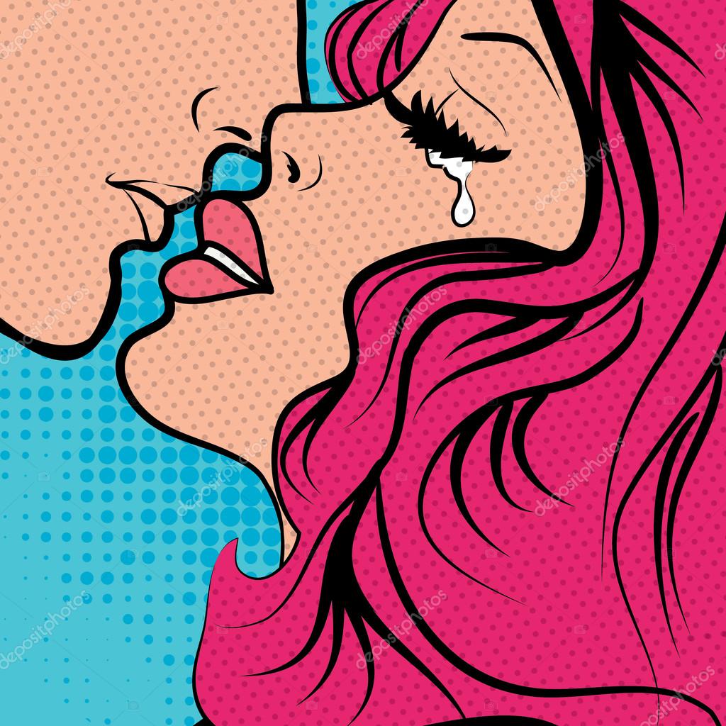 Pop Art Illustration Of A Lesbian Couple Kissing And Showing Their Arms Painted In Rainbow Colors Stock Illustration
