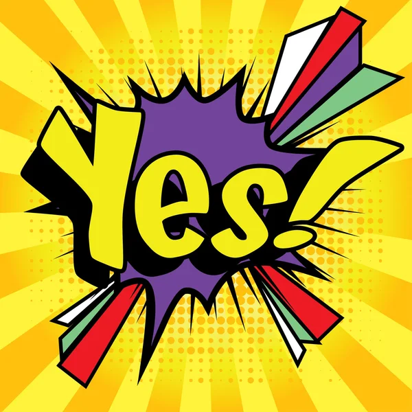Pop Art comics icon "Yes!". — Stock Vector