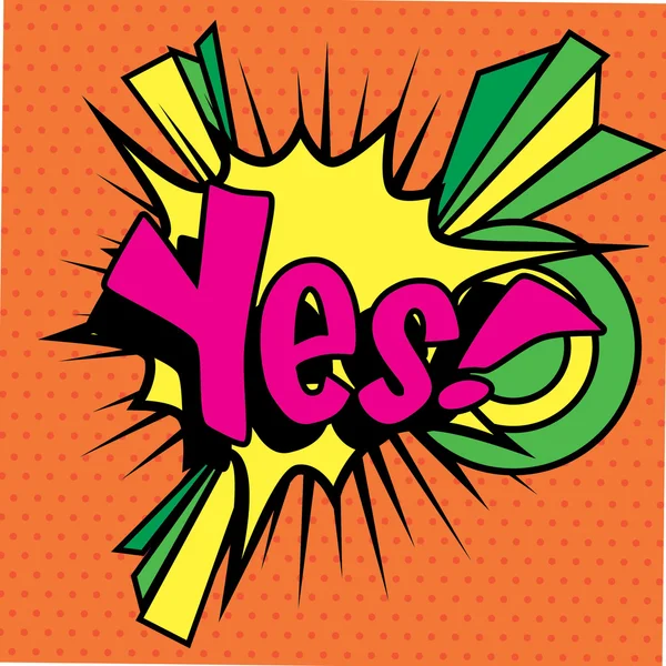 Pop Art comics icon "Yes!". — Stock Vector