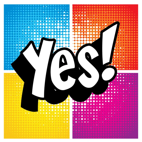 Pop Art comics icon "Yes!". — Stock Vector