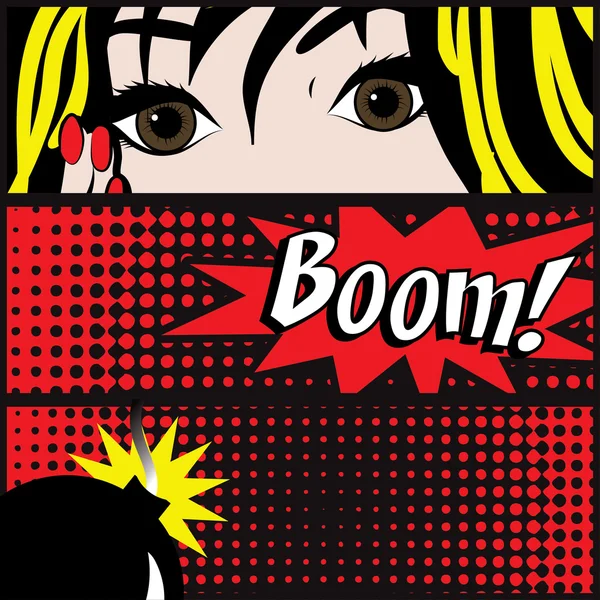 Pop art-Boom kártya — Stock Vector