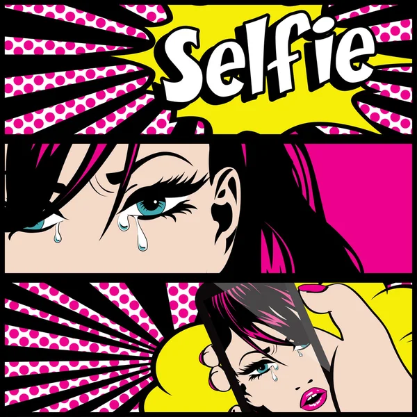 Поп-арт Selfie картки — стоковий вектор