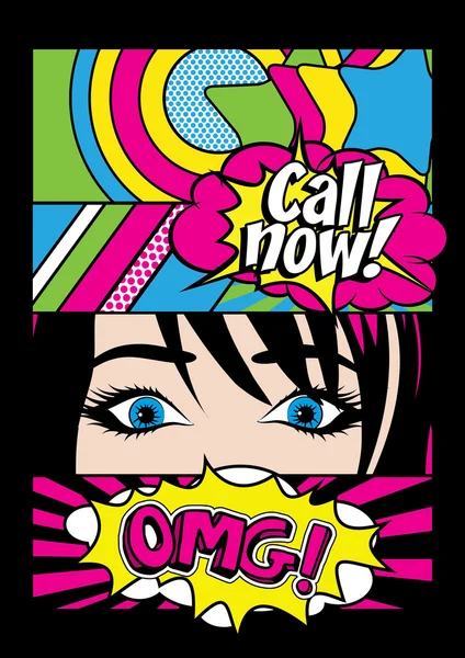 Pop-artu "Zadzwoń teraz" karty — Wektor stockowy