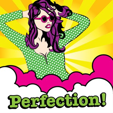 Pop Art kadın mükemmellik! işareti.