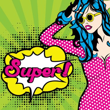 Sanat kadın süper pop! işareti.