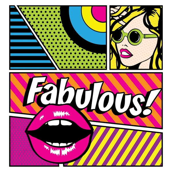 Pop Art Femme FABULOUS ! signe . — Image vectorielle