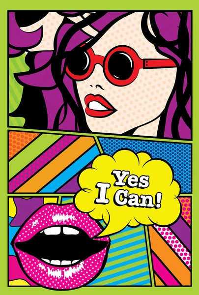 Pop Art Woman YES I CAN! — Stock Vector