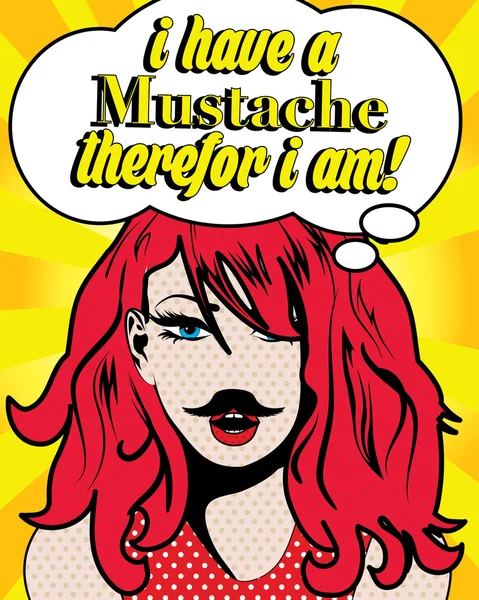 Mustache Temporada, Pop art Mujer — Vector de stock