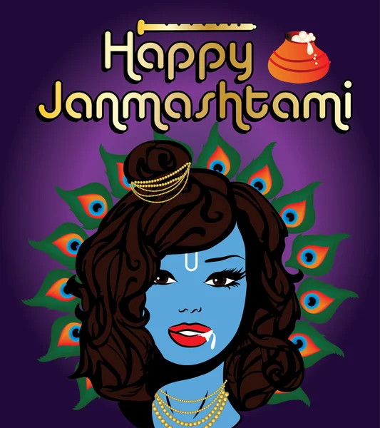 Feliz Festival Janmashtami . —  Vetores de Stock