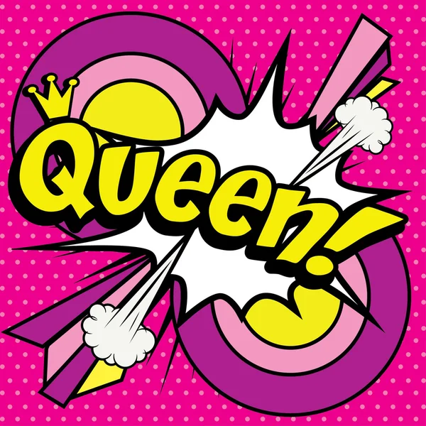 Pop Art komiks ikona "Queen!". — Stockový vektor