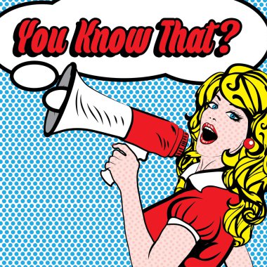 Pop Art kadın megafon ile.