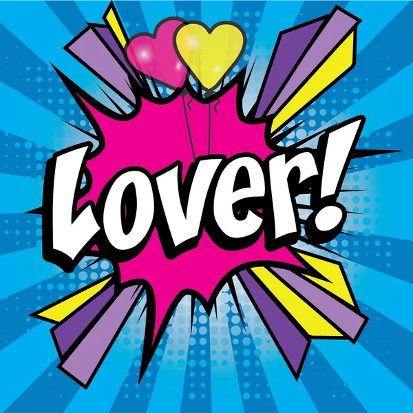 Ícone de quadrinhos Pop Art "Amante !". —  Vetores de Stock