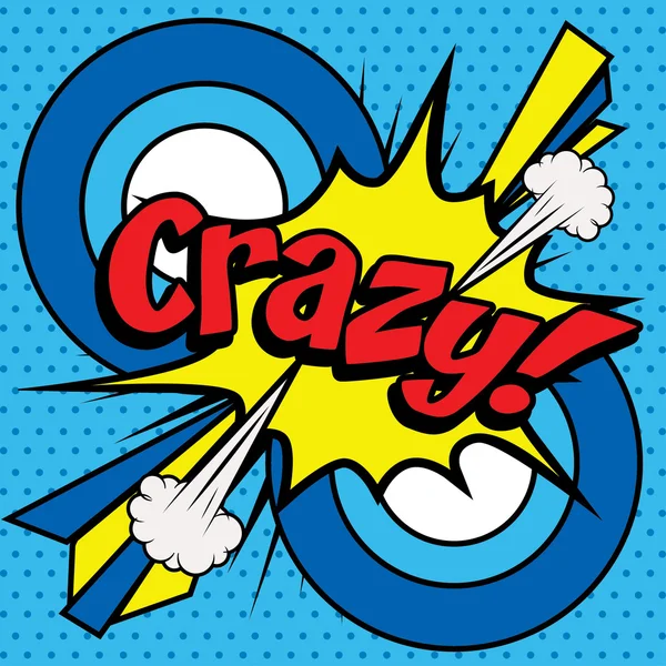 Popart strips pictogram "Crazy!". — Stockvector